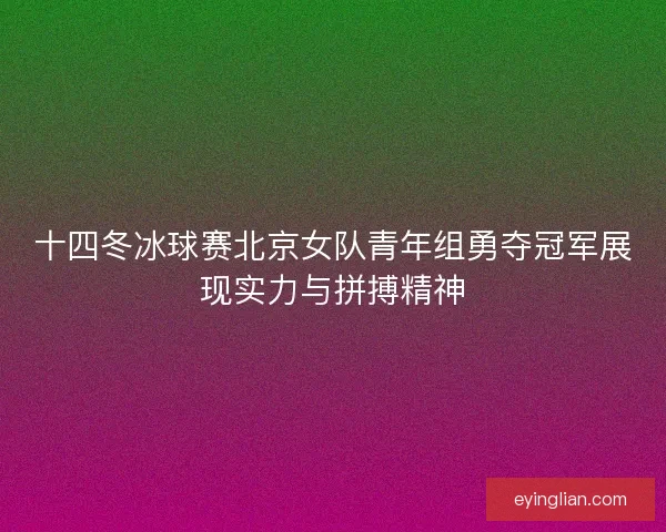 十四冬冰球赛北京女队青年组勇夺冠军展现实力与拼搏精神